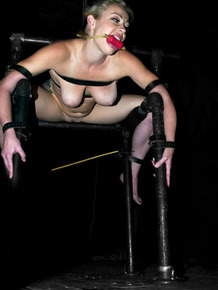 Tattooed girl Adrianna Nicole is restrained and gagged before being abused