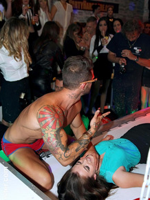 Horny girlfriends suck BBC and ride stripper cock at wild drunken party