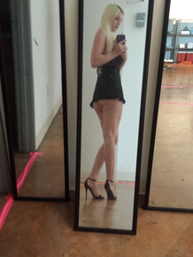 Blonde amateur takes naked and semi-naked selfies in mirrors around the house