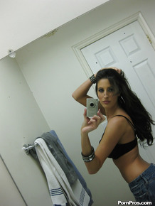 Real ex-gf Kourtney Kane taking self shots in mirror while stripping naked